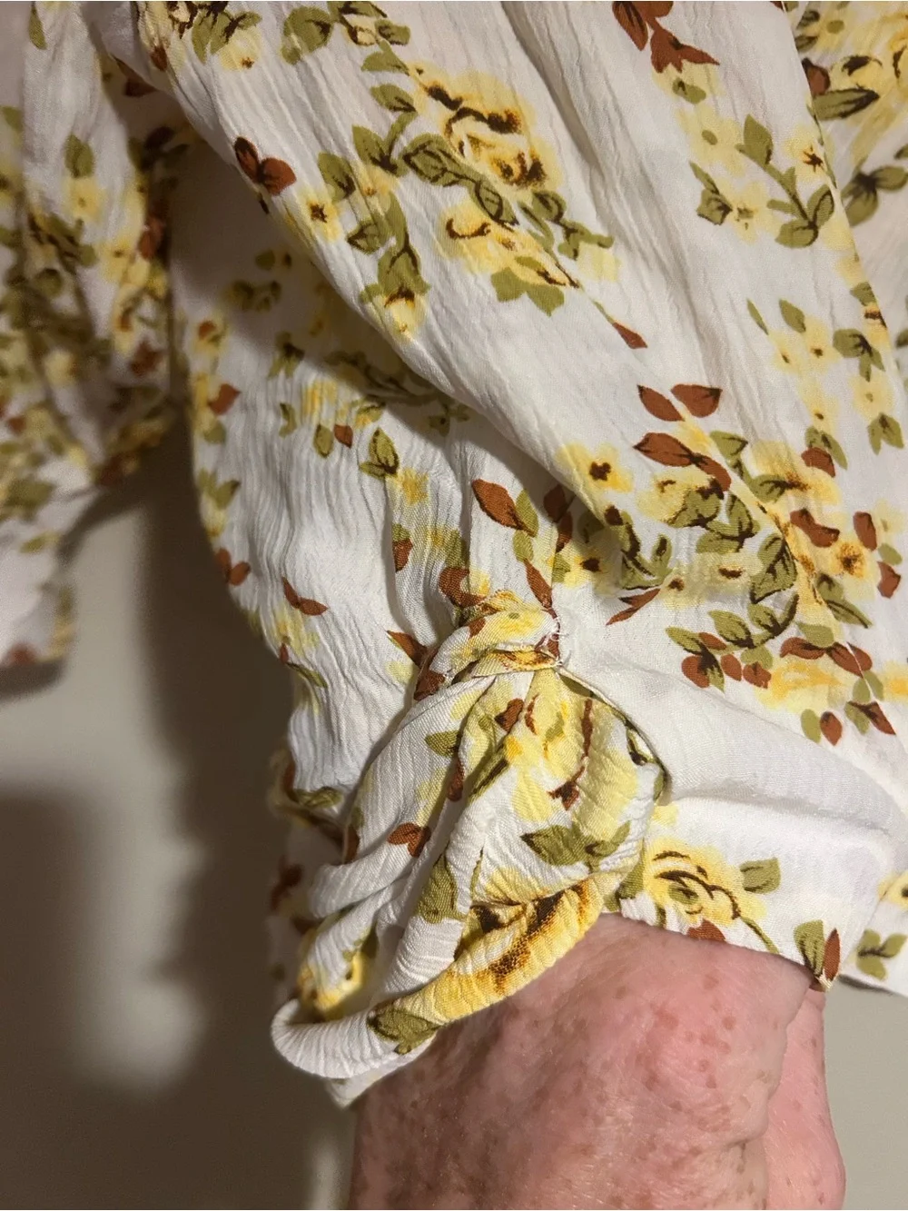 Faithfull the Brand White and Yellow Floral Wrap Top Sz 6